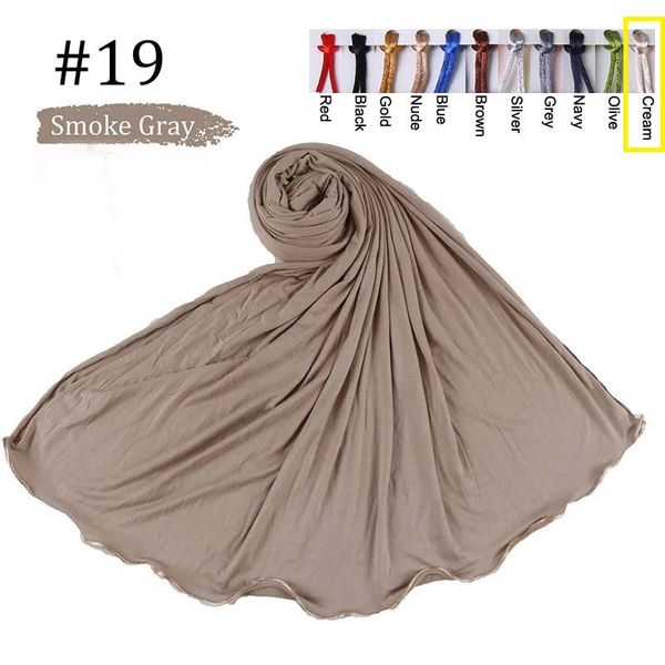 Schals Baumwolle Stretchy Plain Jersey Hijab Schal mit farbigen Linien Niederländische arabische muslimische Frauenschals 231214