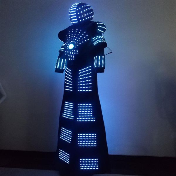 Doule lado led robô traje david guetta led robô terno iluminado kryoman robô tamanho cor personalizado255n