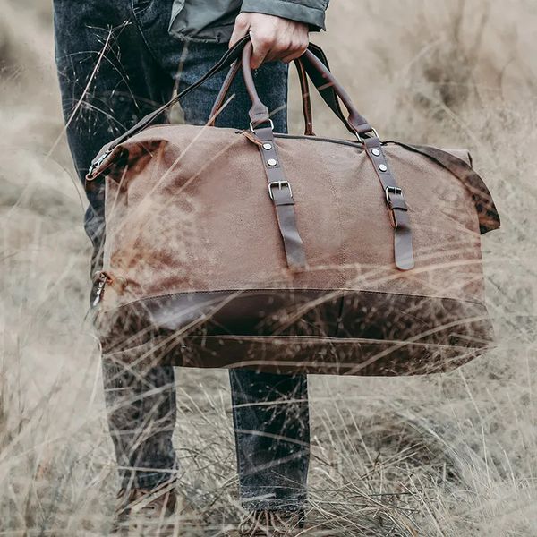 Вещевые сумки Weekender Bag Дорожная мужская дорожная сумка большой вместимости Повседневная парусиновая дорожная сумка Мужская большая сумка 231214