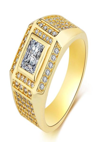 Men039s Misura dell'anello 13 Iced Out Micro pavimentato in oro giallo 18k riempito classico uomo bello con fascia per dito gioielli di fidanzamento di nozze Gi1952687