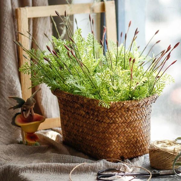 Flores decorativas grama de água artificial lavanda planta verde parede restaurante cerca partição arranjo flor