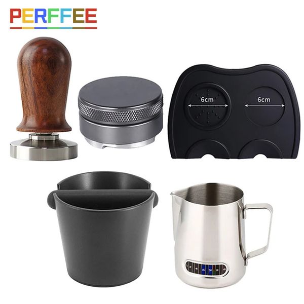 Canecas Espresso Leite Espuma Jarro Café Tamper 30lb Primavera Distribuidor Silicone Borracha Fluted Mat Coffeeware Sets 231214