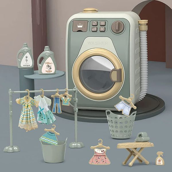Tools Workshop Rollenspiel Hausgeräte Waschmaschine Spielzeug Kinder Waschmaschine und Trockner Spielset Elektronische Wäscherei mit realistischen Geräuschen 231213