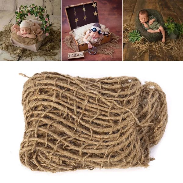 Lembranças nascidas Pogal Adereços Chunky Burlap Layer Net Hessian Jute Backdrop Cobertor Tapete Bebê Cobertor Para Po Shoot Acessórios 231214