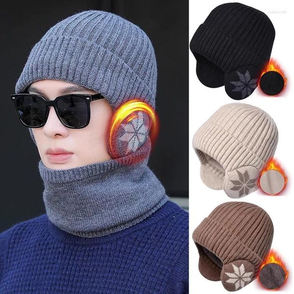 Beralar Kadın Erkekler Yün Kış Şapkası Fleece Sıcak Kulak Şapkası Ekle Erkek Açık Mekan Gezerek Kayak Spor Örme Şık Yumuşak Beanie Şapkalar