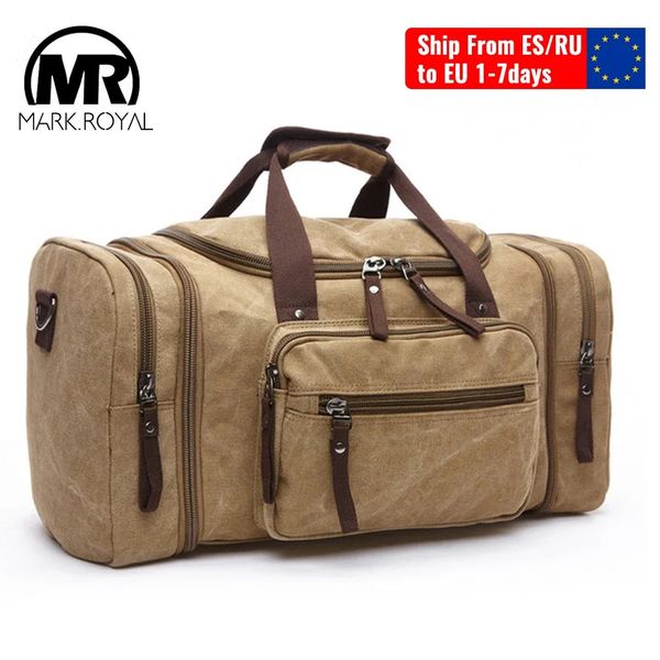 Duffel Bags MARKROYAL Mens Canvas Viagem Duffel Masculino Grande Capacidade Sacos de Viagem Tote Carry On Crossbody Bag Overnight Drop 231214