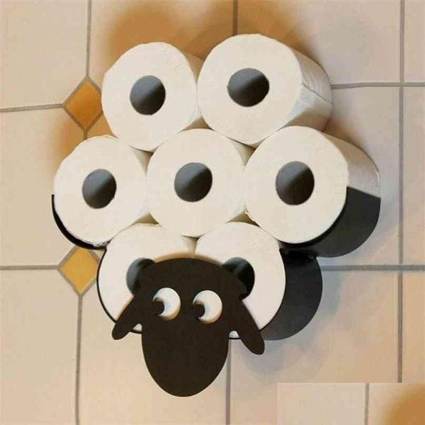 Titulares de papel higiênico ovelhas decorativas suporte de rolo montagem na parede banheiro armazenamento de ferro - ornamentos de pé 210720 gota entrega home gar dhf8l