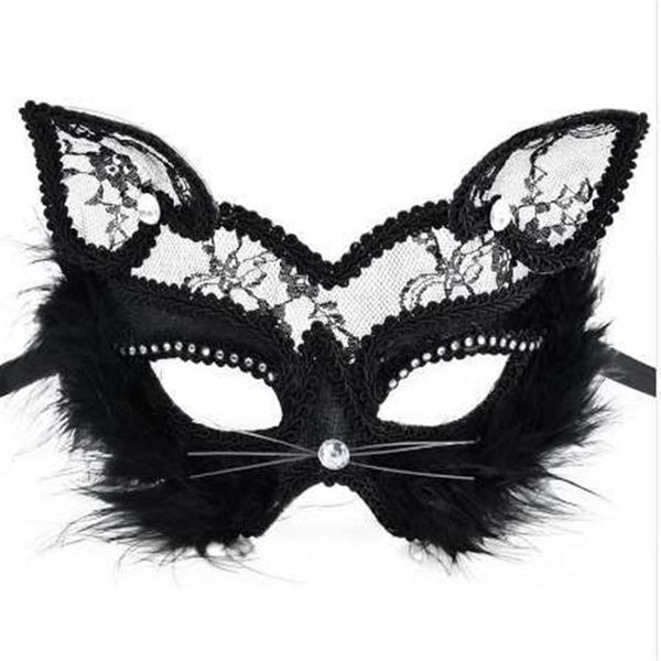 19 8cm Maschere di volpe Maschera di gatto di pizzo sexy PVC Nero Bianco Donne Maschera di ballo in maschera veneziana QERFORMANCE Maschere divertenti238W