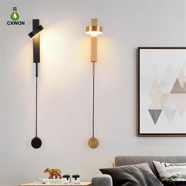 Lampade da parete per interni Rotazione dimmer interruttore LED Sconce Light Interni moderni Loft Scale Corridoio Illuminazione da comodino Lamp265u