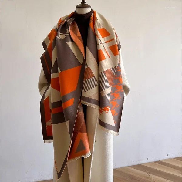 Sciarpe di Cachemire Caldo Inverno Scialle Avvolge Sciarpa Delle Donne di Stampa 2023 Pashmina Spessa Coperta Da Viaggio Casal Poncho Bufanda