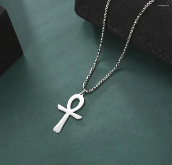 Collane con ciondolo 1PC Moda Croce Egiziana Ankh Simbolo della vita Argento antico Colore Corto Gioielli a catena lunga per le donne F1327