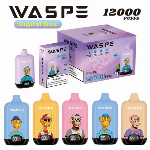 Transporte rápido para os EUA Europa waspe vape 12000 charuto eletrônico waspe 12K puffs caixa de tela digital vape diposable bar 10K 15K puffs vaper pod