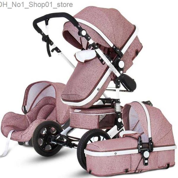 Коляски # Детская коляска с высоким пейзажем 3 в 1, коляска для мам, роскошная дорожная коляска, корзина для перевозки, детское автокресло и Carrito340K Q231215