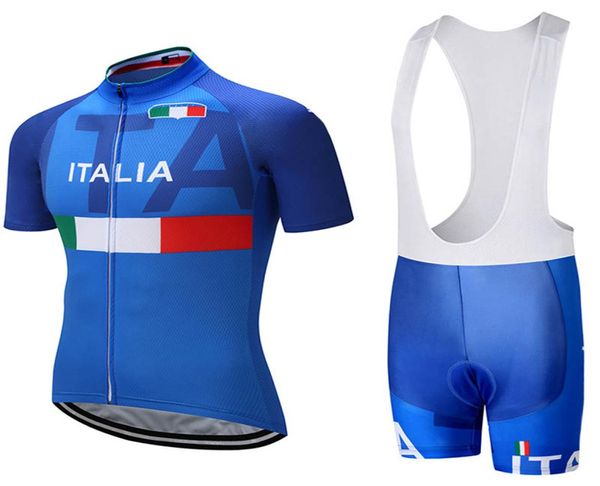Equipe de equipe da Itália Ciclismo de mangas curtas Jersey Bib Shorts Define novos homens de chegada de verão Raciing de bicicleta de montanha seca rápida U407239965