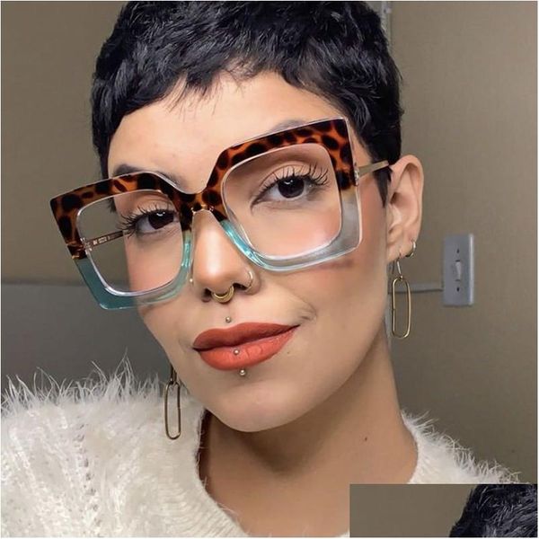 Montature per occhiali da sole 2023 Occhiali quadrati oversize Cornice Moda retrò Anti luce blu Donna Vintage Designer Occhiali grandi trasparenti Sg61 Ot5Fe