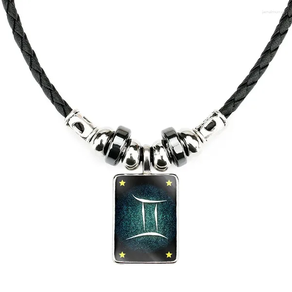 Anhänger Halsketten Verkauf Obsidian Herren Sternzeichen Paar Halskette Trendy Zeit Edelstein Perle Urlaub Geschenk
