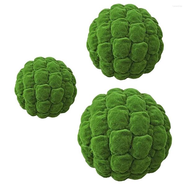 Flores decorativas 3 pçs bolas de grama decoração musgo tigela peça central artificial para plantas verde plástico vegetação falso