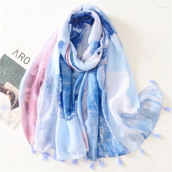 Schals Modedesigner Ombre Farbverlauf Quaste Viskose Schal Schal Hohe Qualität Frühling Sommer Halstuch Foulards Muslim Hijab 180 90 cm