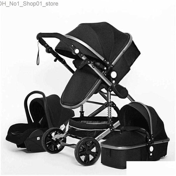 Poussettes # Poussettes # Mtifonctionnel 3 en 1 Poussette bébé de luxe portable haute paysage 4 roues chariot pliant or né livraison directe enfants M Ot9BH Q231215