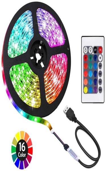 Tiras LED TV Backlight 656ft USB Strip Light RGB Multicolor com controle remoto para laptop cozinha espelho casa iluminação3264892