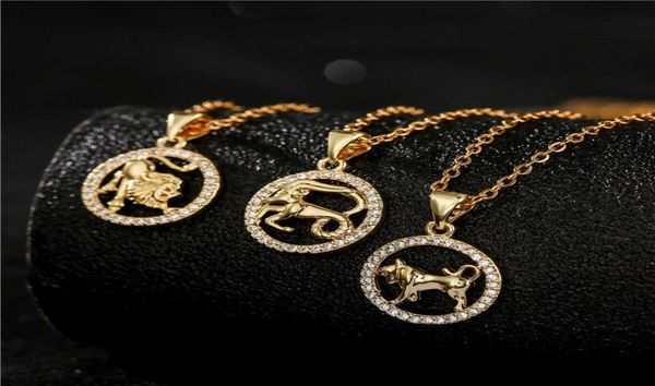 Anhänger Halskette 12 Zodiac Letter Constellations Ketten Halskette für Frauen Aries Jungfrau Waage Scorpio Capricorn Wassermann Geburtshilfe1645645