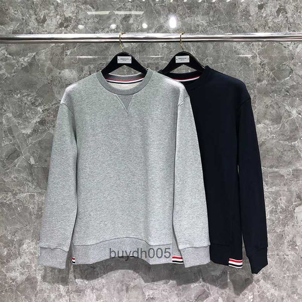 LKPF Erkek ve Kadın Kazak Moda Tasarımcısı Thombrownsweatshirt Tnom Biovna Sweatshirt Sonbahar Kış Katı Hem Dört Bar Şerit Saf Pamuk Yarı Yüksek Boyun Sweatshir