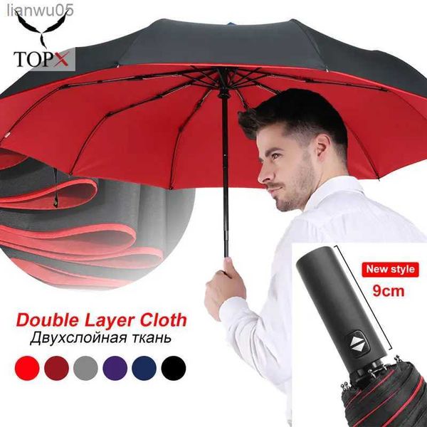 Guarda-chuvas à prova de vento dupla camada homens guarda-chuva grande dobrável totalmente automático chuva mulheres 10k forte luxo negócios guarda-chuvas masculino parasoll231213