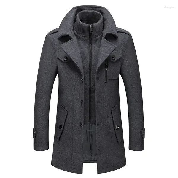 Herrenjacken Winter Wollmantel Männer Mode Doppelkragen Dicke warme Jacke Einreiher Trench Casual Blends Mäntel