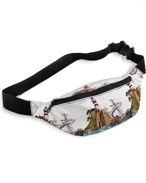 Sacchi in vita retrò illustrazione pacchetti di navi a vela per donne borse sportive impermeabili una spalla crossbody unisex