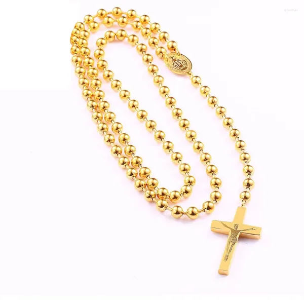 Anhänger Halsketten Perlen Kreuz Halskette Für Frauen Edelstahl Ketten Choker Christian Anhänger Männer Religion Schmuck