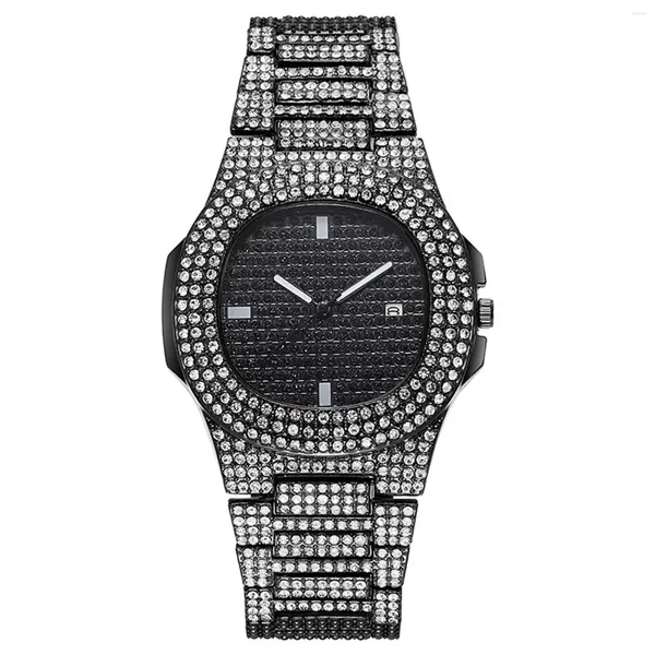 Relógios de pulso diamante aço cinto relógio pulseira inoxidável quartzo para namorado presente de aniversário