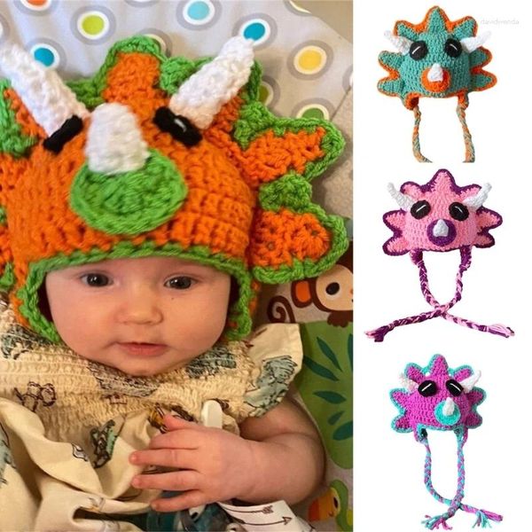 Berets Spaß Dinosaurier Hut Slouchy Kinder Kostüm Hüte Halloween Geschenk Warm Große Gehäkelte Po Großhandel