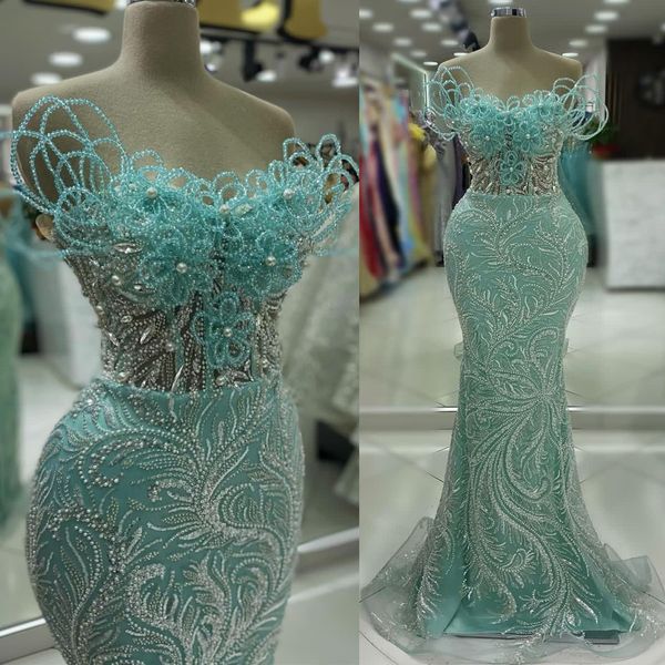 Ebi 2024 ASO Mint Mermaid Prom Dress Dress Lace Lace Festa formal Festa formal Segunda recepção Vestidos de noivado de aniversário Vestidos de vestidos de vedação de soareeeeeeeeeeeeeeeeee