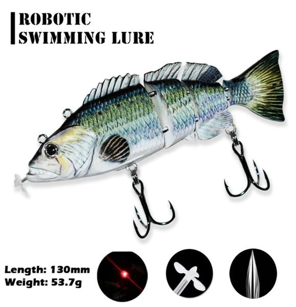 Esca da pesca robotica Esche da nuoto elettriche automatiche Wobblers con esca dura 4 segmenti Elica alimentata Swimbait USB ricaricabile 2011067760691