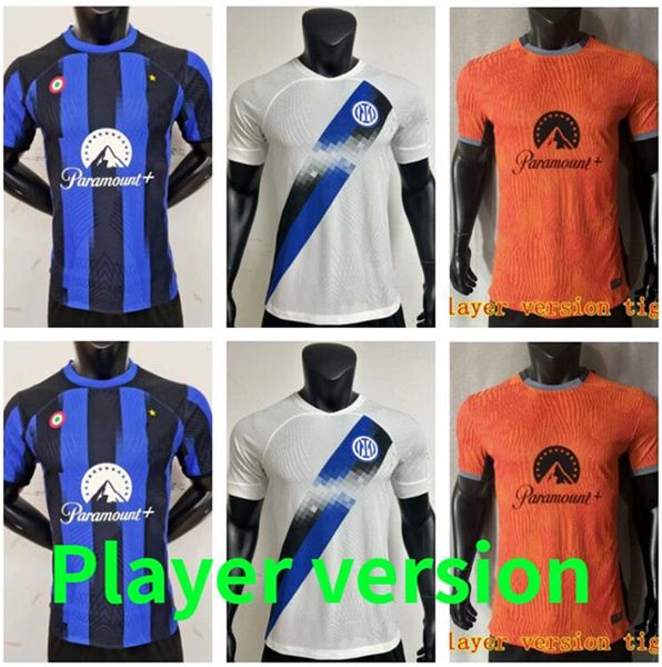 Versione giocatore Inter maglie da calcio 23 24 Maglia Milano LAUTARO SKRINIAR BARELLA magliette da calcio kit per bambini 2023 2024 BASTONI GOSENS DZEKO BROZOVIC DE VRIJ Maglia da uomo