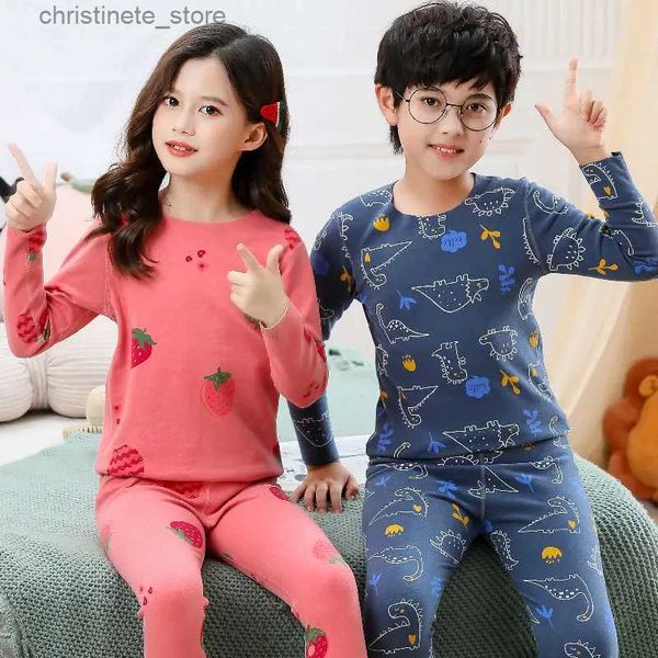 Pigiama 2023 Autunno Bambino Bambini Biancheria intima termica Pigiama Cartoon Inverno Lounge Wear Ragazzo Ragazza Pigiama casual Bambini Indumenti da notte caldi R231214