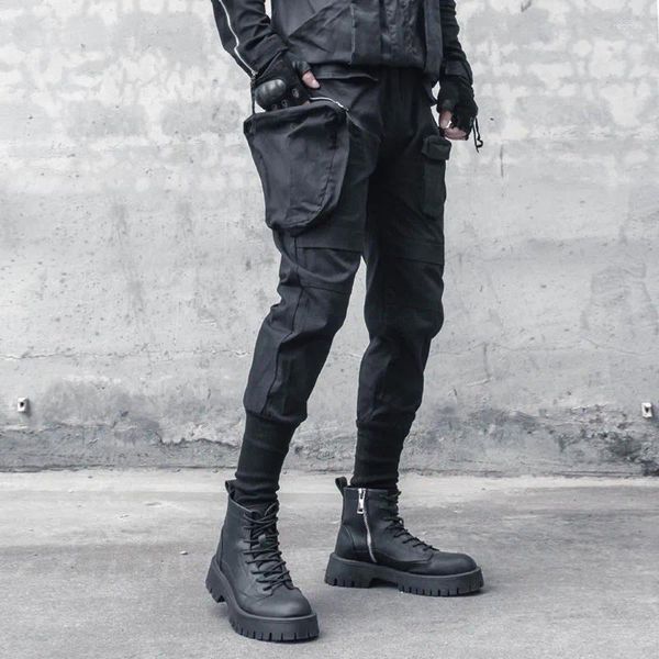 Tute da uomo Estate scura Piedi piccoli Hair Stylist Uomo Pantaloni Hip Hop Techwear Corsetto tascabile Cargo Stivale tattico Pantaloni a vita bassa