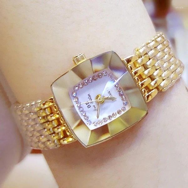 Orologi da polso Orologi da donna Top Designer Quarzo Diamante Orologio in oro Orologio da polso da donna quadrato Orologio femminile per ragazza Dropship