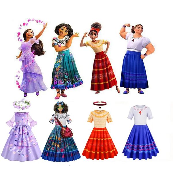 Платья для девочек, платья Encanto для девочек, карнавальные летние детские платья принцессы Мирабель, костюм Мадригал для дня рождения, детские платья для выпускного вечера 231213