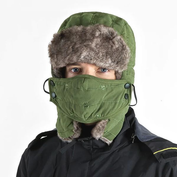 Cappelli da cacciatore Cappello da neve caldo per viso e collo invernale di alta qualità con maschera Alpinismo Sci Equitazione Bomber in velluto pesca 231214