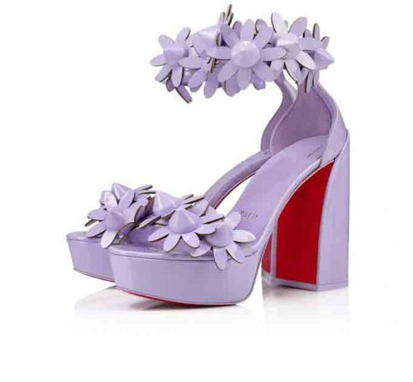 Sandali da donna con tacco alto Sandali Daisy Spikes in vernice con tacco grosso scarpe da sposa dal design di lusso platf9828335