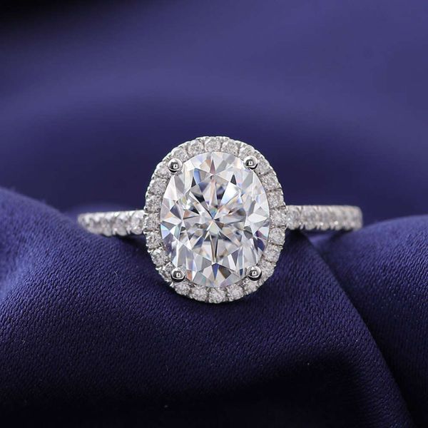 Gioielleria raffinata Anelli da donna in solido 14K Taglio ovale Moissanite Diamante VVS Anello di fidanzamento in oro puro