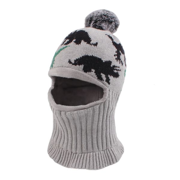 Berretti Cappelli Berretto per bambini con sciarpa Berretto invernale per bambini Cappello con pompon Berretto caldo per cofano per ragazzi e ragazze Cappelli invernali per bambini con paraorecchie Dinosauro 231213