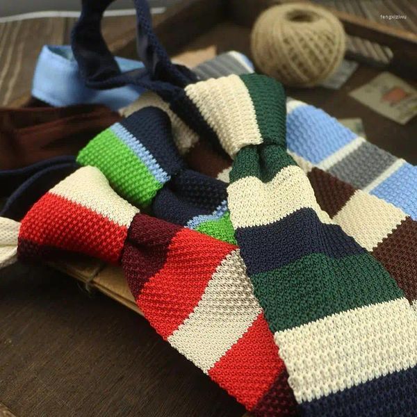 Fliegen Gestreifte Gestrickte Krawatten Für Männer Schmale 5,5 CM Wolle Stricken Krawatte Koreanischen Stil Casual Krawatte Hemd Zubehör Anzug krawatte