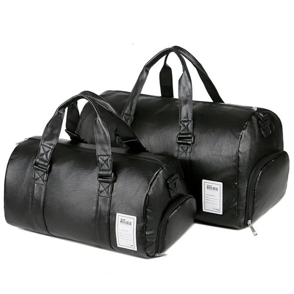 Duffel Bags Grande Capacidade Saco De Viagem De Couro Impermeável Fitness Duffle Bag Com Sapatos Bolso Esportes Fim De Semana Bagagem Mulheres Homens Bolsa 231214