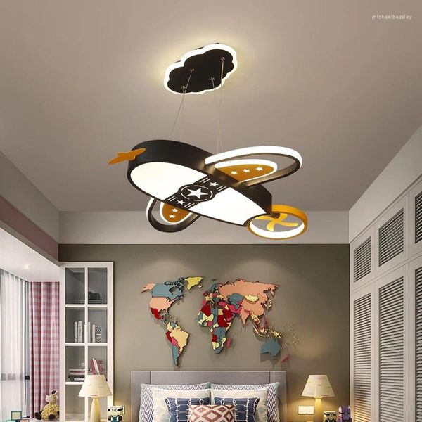 Lampadari Nordic Creativo Aereo Lampadario LED Arredamento semplice Moderno Ragazzo Camera Luce Carino Bambini Camera da letto Aspirazione Lampada a doppio uso