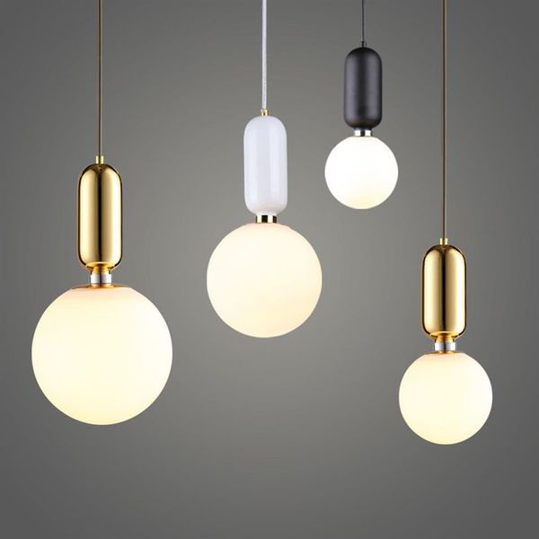 Moderna lampada a sospensione a sfera in vetro bianco latte nordico con vaso per piante per sala da pranzo, foyer, bar, lobby, lampada a sospensione a sospensione203v