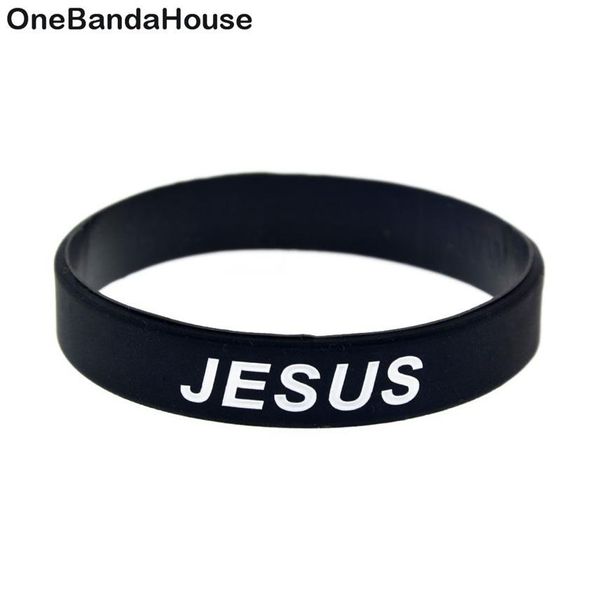 1 peça pulseira de borracha de silicone justa e amor com cruz de Jesus preto presente de fé religiosa sem gênero joias3333