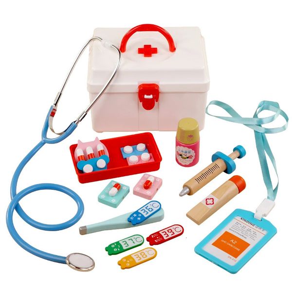 Strumenti Laboratorio Bambini Montessori Giocattoli educativi Simulazione Set di giocattoli da dottore in legno Medicina ospedaliera Infermiera Ruolo Giochi di imitazione 231213