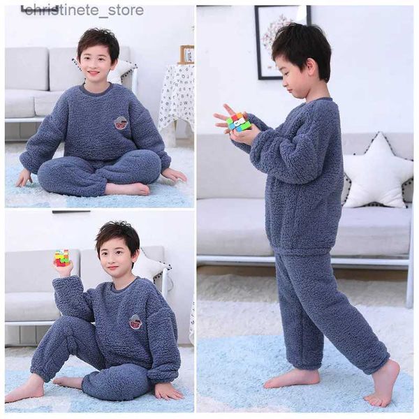 Pijamalar Yeni Sonbahar Kış Çocuk Pijamaları Set Flannel Süper Sıcak Pijama Çocuklar Kalın Polar Sweet Tatlayı Sevimli Erkekler Gece Kıyafetleri R231214